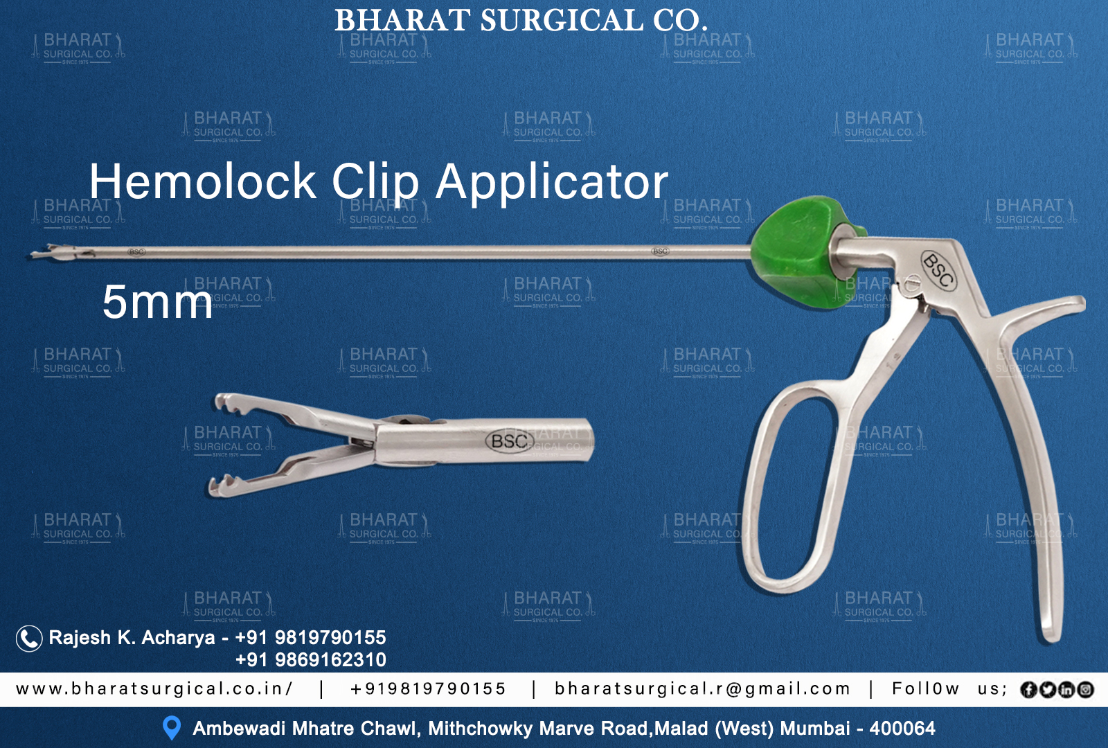Hem-o-lock Clip Applicator manufacturers, suppliers and exporters 