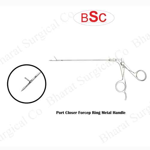 Laparoscopic Port Closer Forceps Ring Metal Handle Bersi Type Manufacturers, Suppliers, Importers, Dealers in Mumbai India