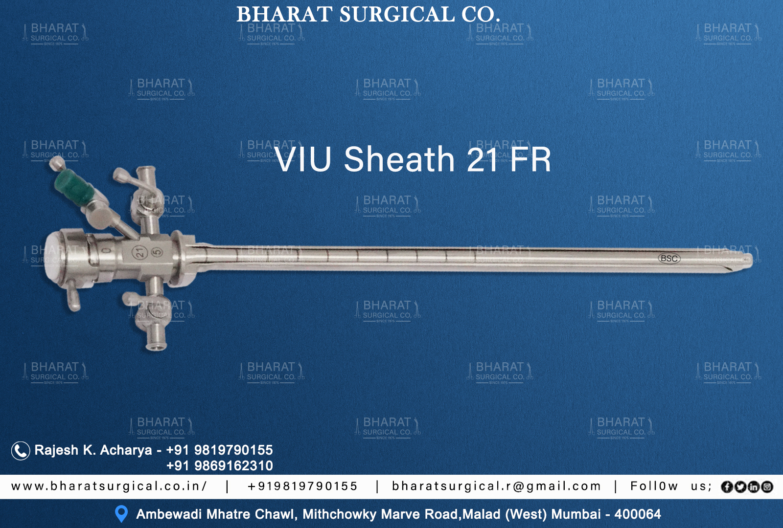 Optical Urethrotomy Sheath ( VIU Sheath ) Manufacturers, Suppliers, Importers, Dealers in Mumbai India