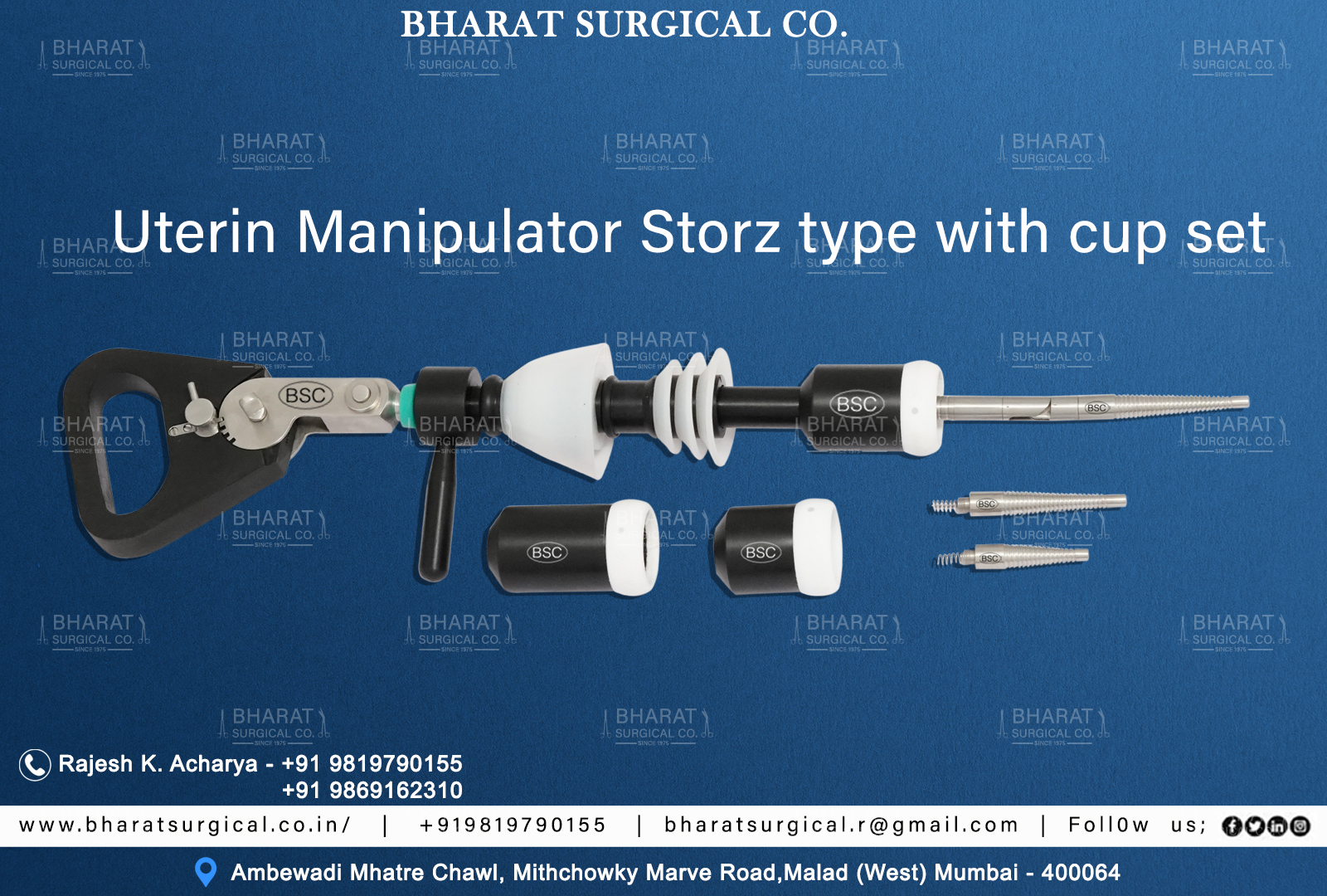 Storz Type Uterine Manipulator Full Set  Manufacturers, Suppliers, Importers, Dealers in Mumbai India