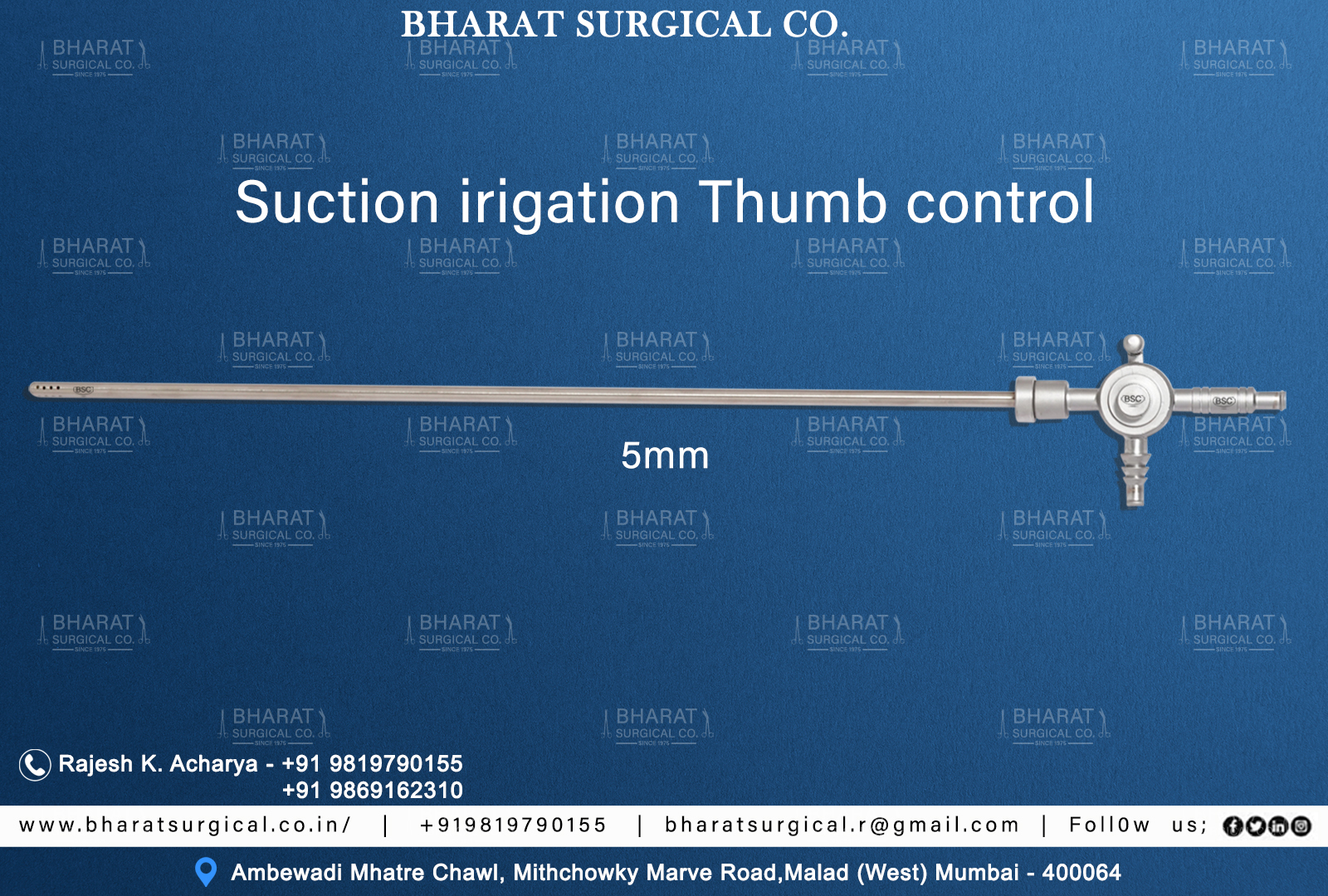Suction Irrigation Thumb Control 5mm manufacturers suppliers and exporters.