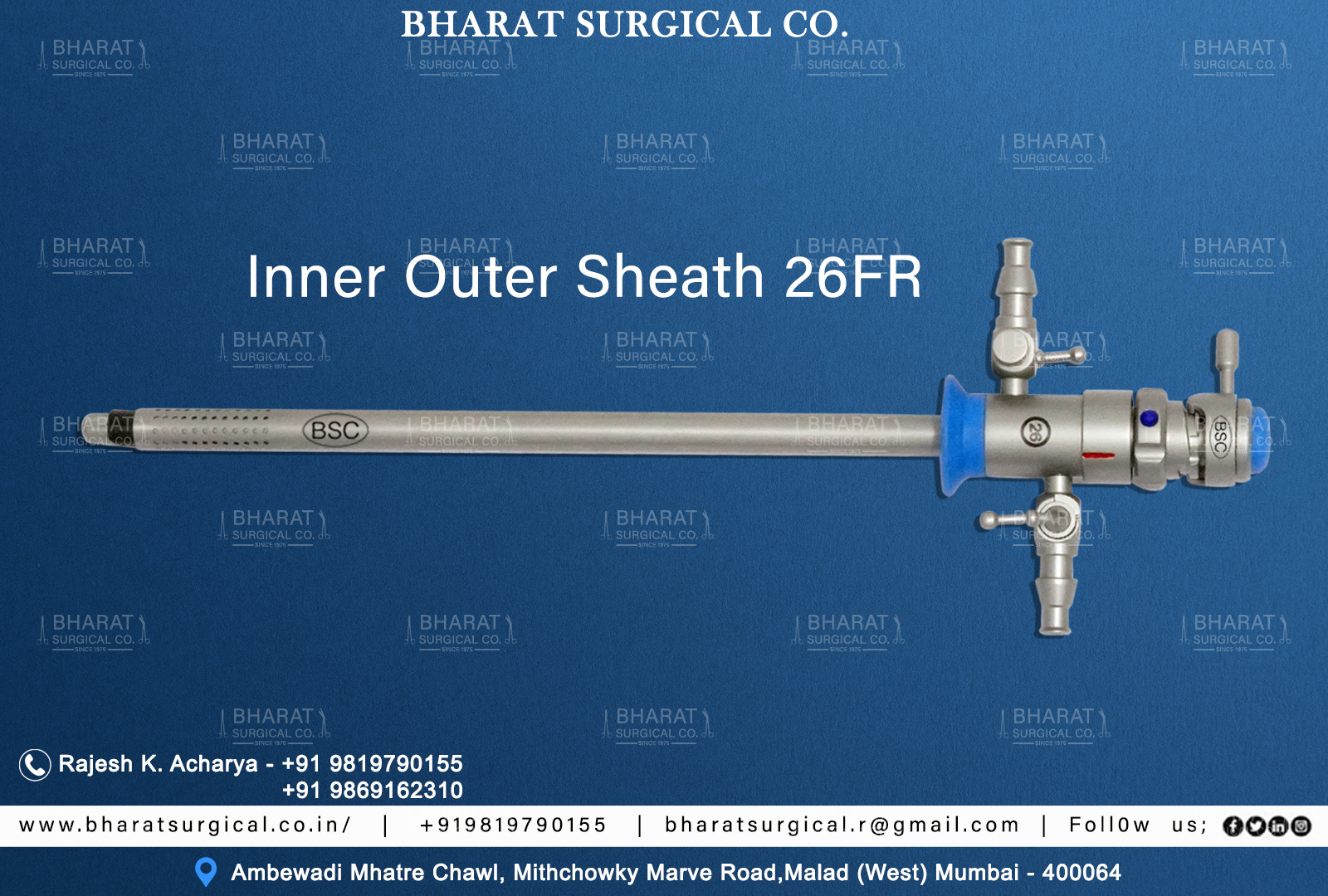 TURP Inner Outer Sheath 26FR Manufacturers, Suppliers, Importers, Dealers in Mumbai India