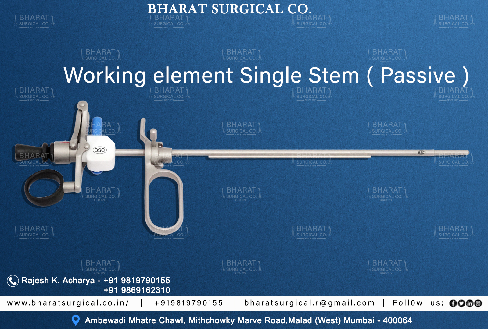 Working Element Single Stem Passive  Manufacturers, Suppliers, Importers, Dealers in Mumbai India