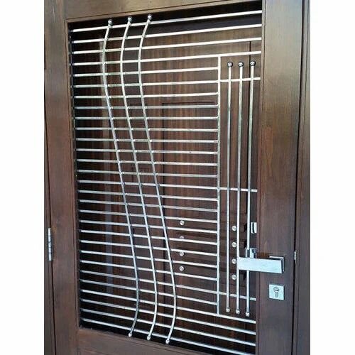 Exterior Simple Polished Stainless Steel Door Grill Manufacturers, Suppliers, Importers, Dealers in Mumbai India