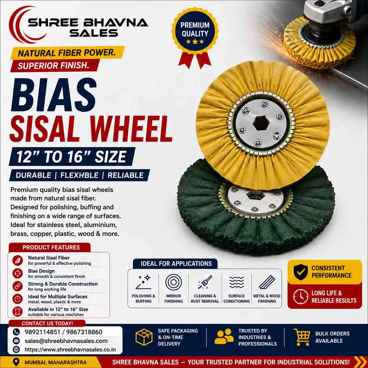 Bias Sisal Wheel 12 Inch To 16 Inch Manufacturers, Suppliers in Mumbai India