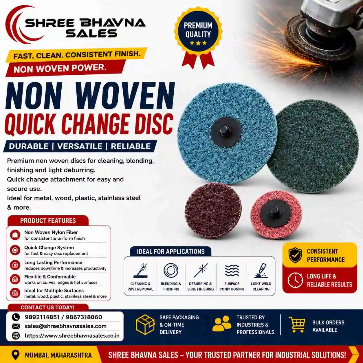 Non Woven Quick Change Disc Manufacturers, Suppliers in Mumbai India