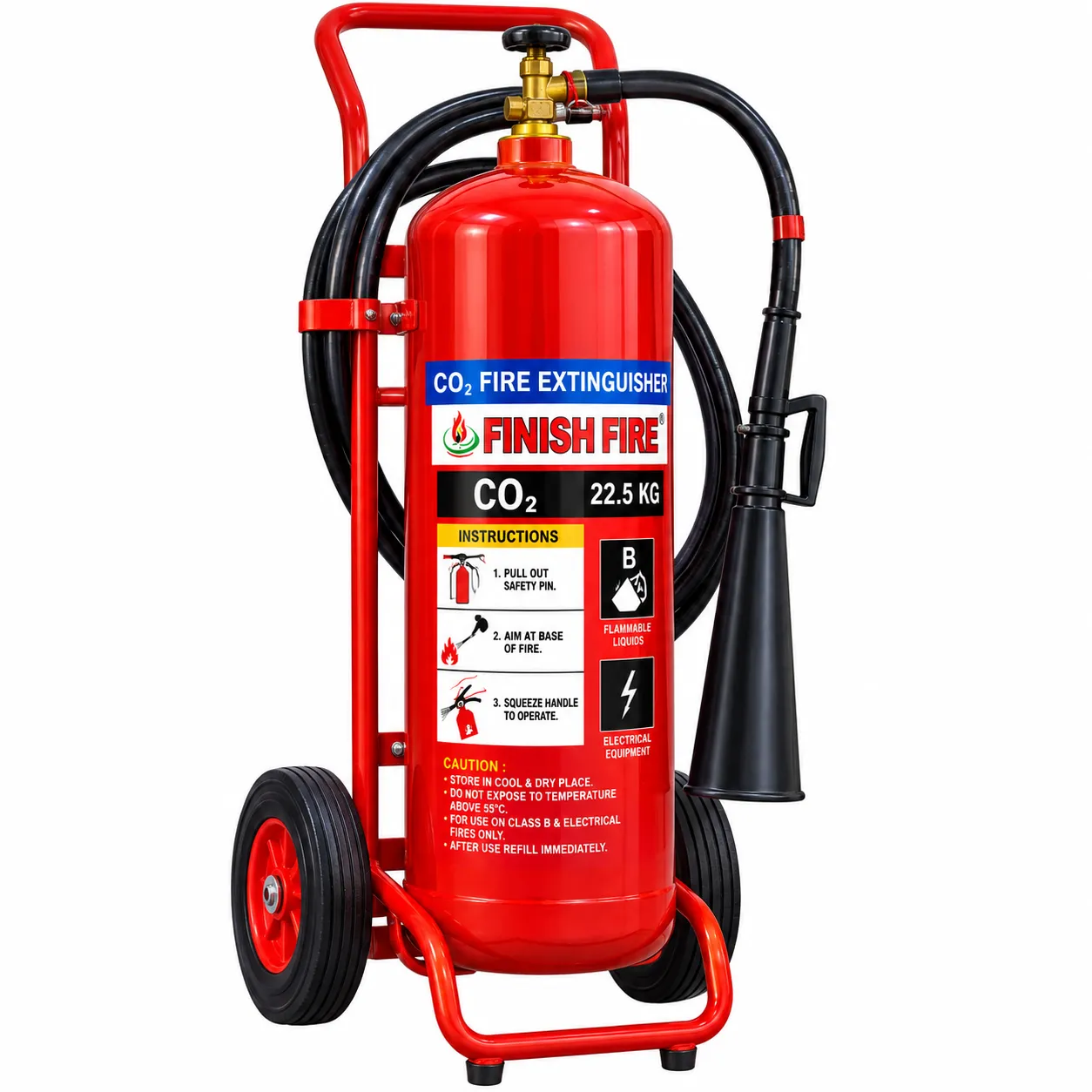 Co2 Trolley Mounted Fire Extinguisher 22.5KG Manufacturers in Mumbai, Maharashtra, India