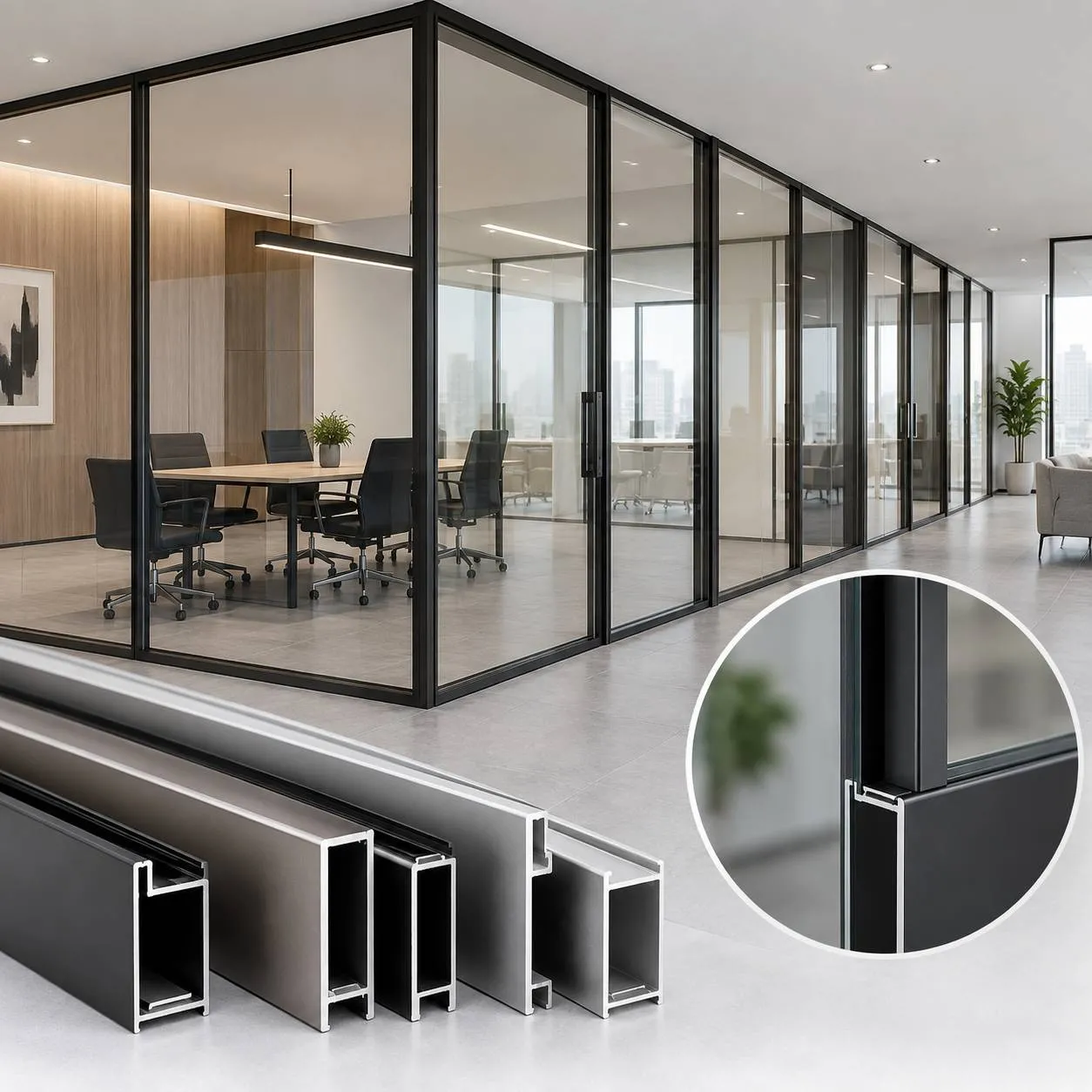 Aluminium Slim Partition Profile  Manufacturers in Mumbai, Maharashtra, India